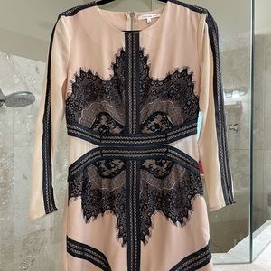 Lulus nude and black lace mini dress size medium